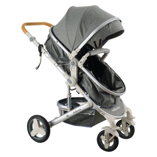 2 in 1 Belecoo Stroller/Pram - Grey