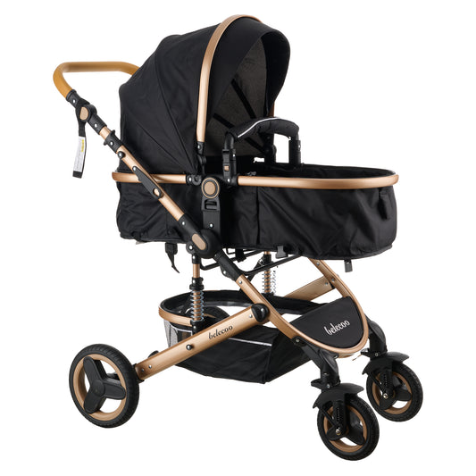 2 in 1 Belecoo Stroller/Pram - Black