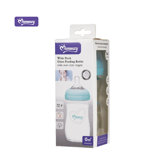 Momeasy 240ML Borosilicate Glass Wide-neck Feeding Bottle