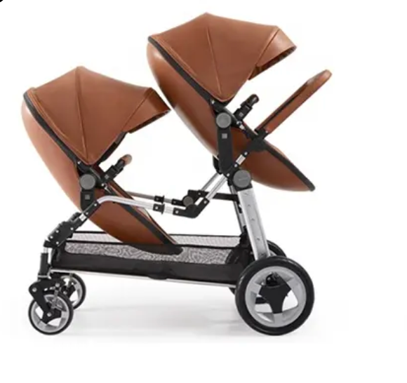 Luxury Twin Eggshell Stroller - Brown