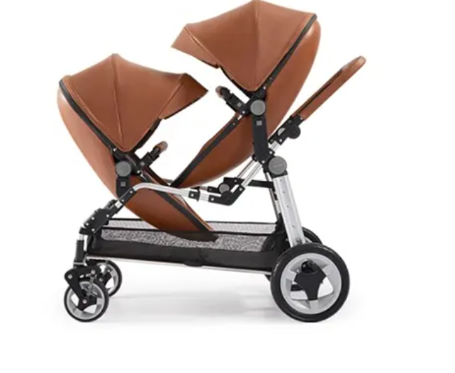 Luxury Twin Eggshell Stroller - Brown