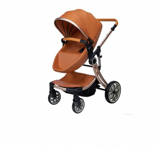 2 in 1 Luxury Egg Stroller (Brown)