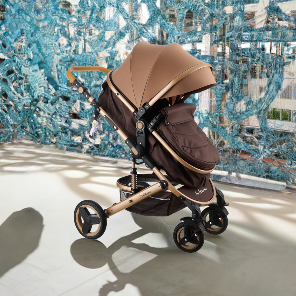 2 in 1 Belecoo Stroller/Pram - Brown