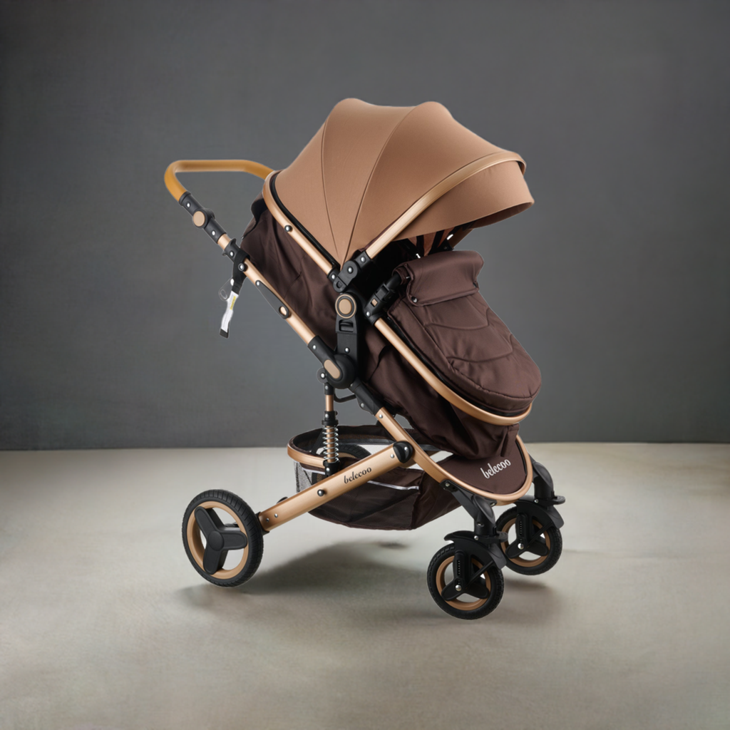 2 in 1 Belecoo Stroller/Pram - Brown