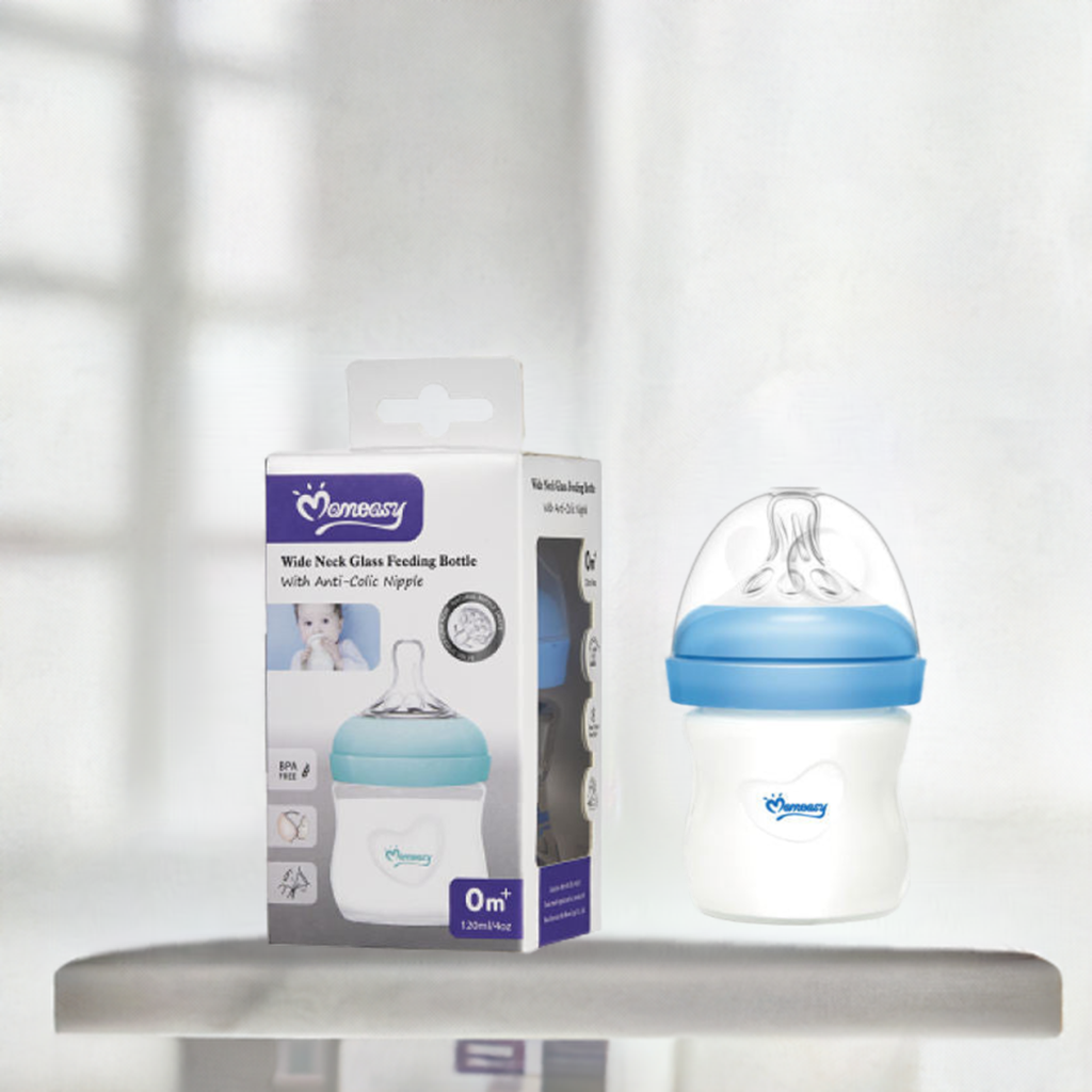 Momeasy 120ML Borosilicate Glass Wide-neck Feeding Bottle